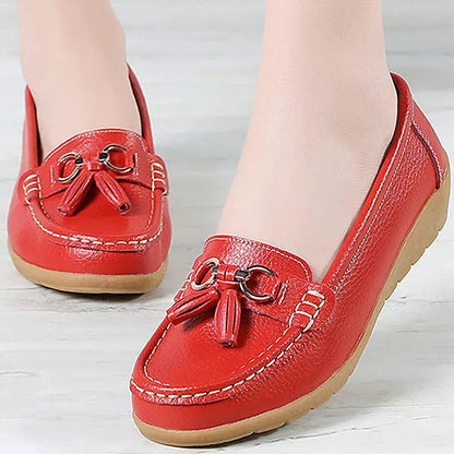 Women's Loafers White Shoes For Woman Genuine Leather Flats And Loafers Slip On Comfortable Woman Shoes Leather Women Moccasins NovaCart