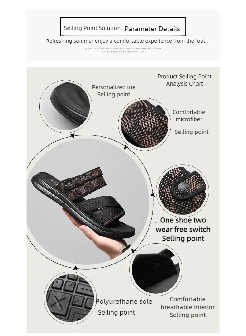 Men's high quality casual sandals summer outdoor waterproof anti slip soft sole comfort beach shoes fashion Lazy Driving slipper