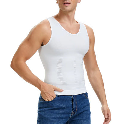 Men's Body Shaper Slimming Shirt V Neck Tummy Vest Compression Base Layer Slim Muscle Tank Top Shapewear NovaCart