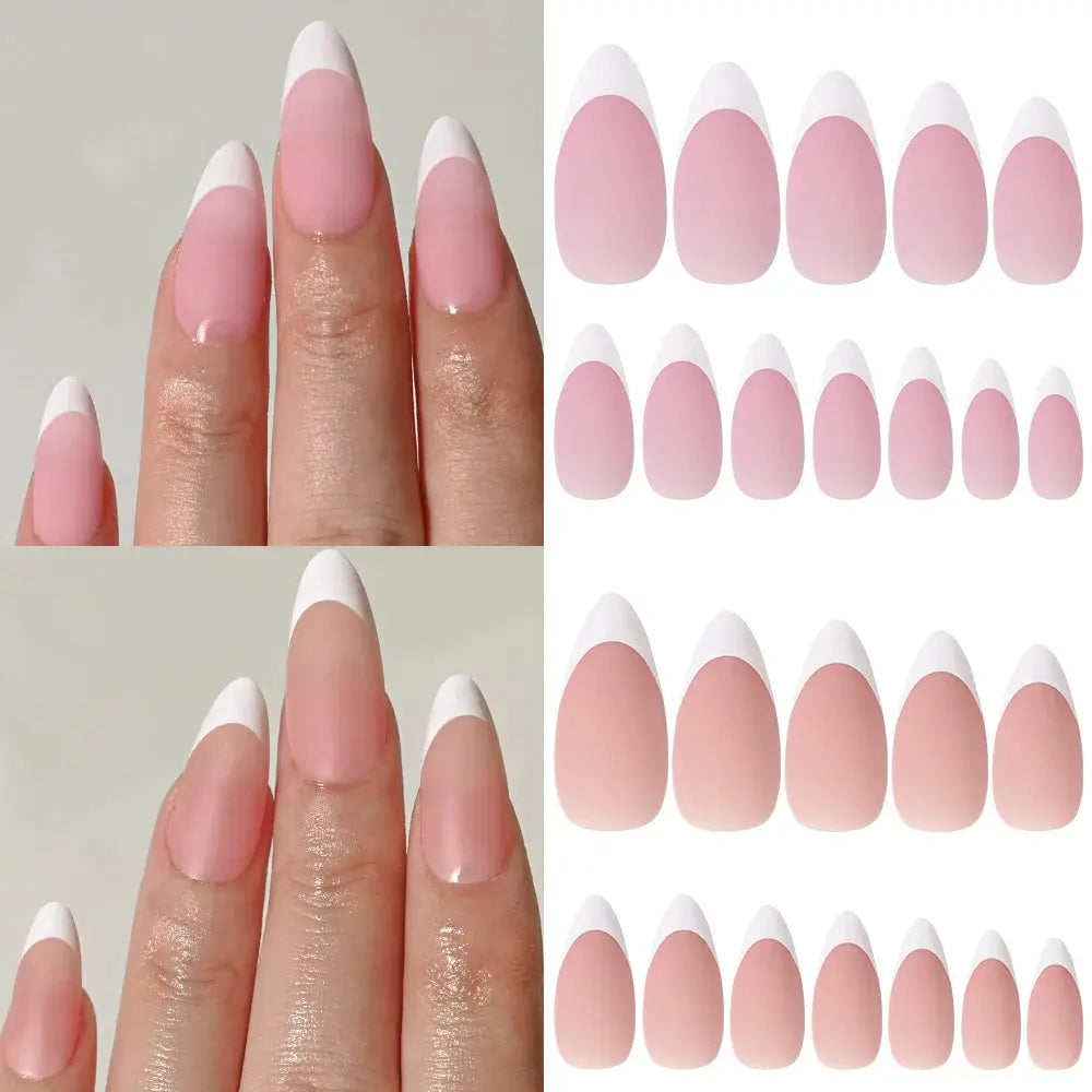 120Pcs Medium Long Square Acrylic French Fake Nails Full Cover Wearable French Press on Nails for Women Mixed Size False Nails NovaCart