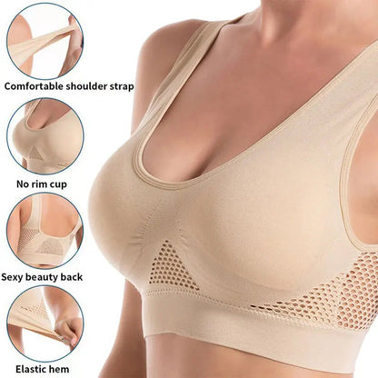 Sport Bra Top Breathable Brassieres Removable pad Sports bras Woman Running Gym Clothing Wireless Underwear For Women Yoga Bra Pi-Mart