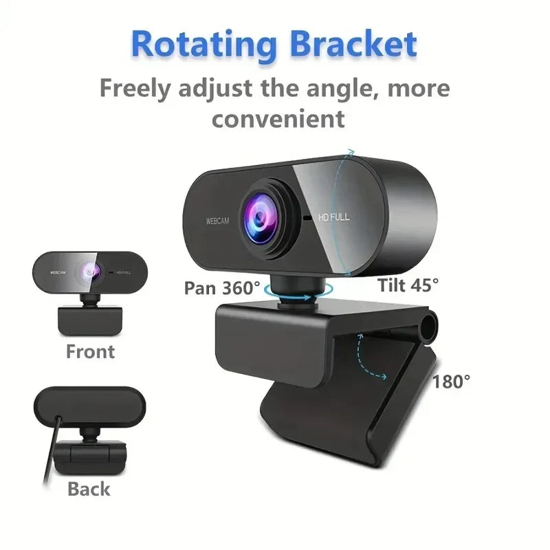 Webcam 1080P Web Cam for Pc Drive-free USB Rotatable Camera with Microphone for Desktop Computer for Video Calling Conference Pi-Mart