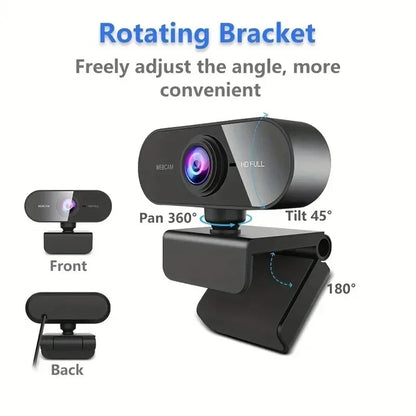 Webcam 1080P Web Cam for Pc Drive-free USB Rotatable Camera with Microphone for Desktop Computer for Video Calling Conference Pi-Mart