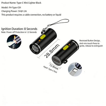 Mini USB-C Electric Lighter - Flameless Compact Portable For Air Travel & Outdoor Activities Pi-Mart