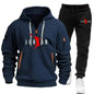 Men 2025 Autumn Winter Printed Blazer and Tracksuit Pants Set Casual Jogging Sportswear for Outdoor Activities and Street Fashio NovaCart