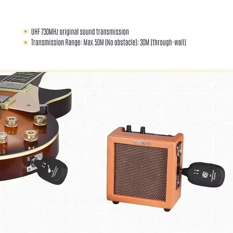 A8 Guitar Wireless System - Built-in Rechargeable Transmitter & Receiver for Electric Guitar/Bass Pi-Mart