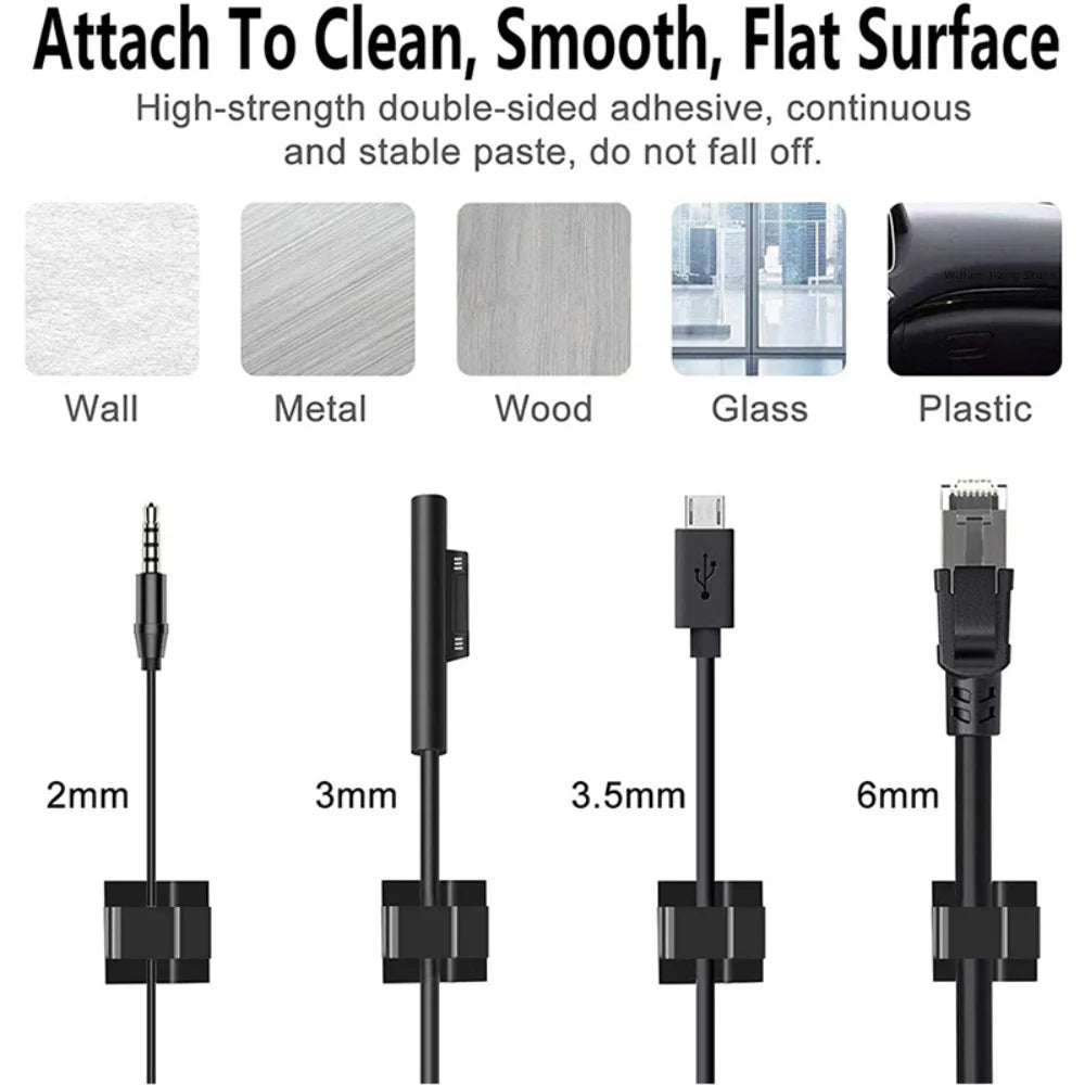 50Pcs Self-Adhesive Cable Clip Wire Protector Fixer Holder Desktop Tidy Management Wire Organizer For Mouse Headset Wire Storage Pi-Mart