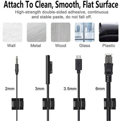 50Pcs Self-Adhesive Cable Clip Wire Protector Fixer Holder Desktop Tidy Management Wire Organizer For Mouse Headset Wire Storage Pi-Mart