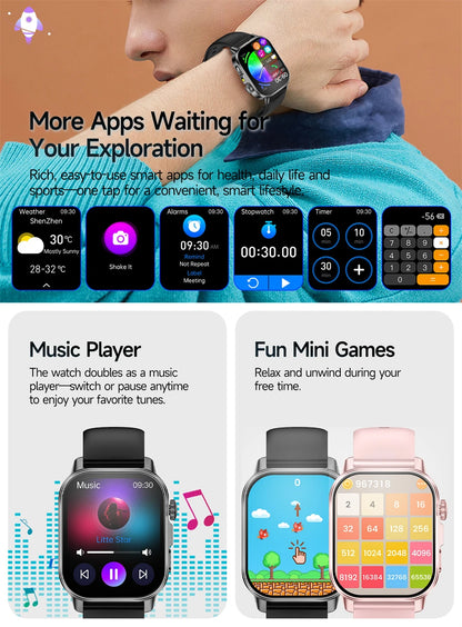 2026 New Model Uric Acid & Lipid Health Analysis Smart Watch Men ECG+PPG Bluetooth Call 2.01-inch Flashlight Smartwatch Women NovaCart