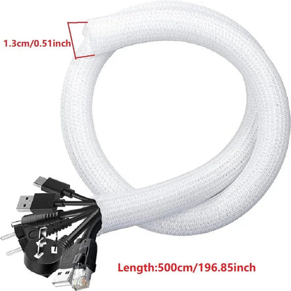 1M 3M 5M Braided Cable Sleeve PET Nylon Wrapping Cable Casing Cable Sleeves Wire for Desk PC TV Wire Protector Cable Wrap Cover Pi-Mart