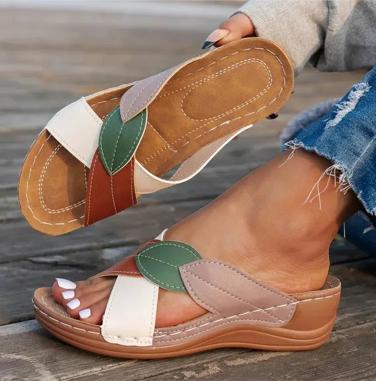 Fashion Summer Woman Sandals Shoes Wedge Shoes Woman Retro Slip On Women's Sandals Elegant Footwear Sandalias Mujer Female NovaCart