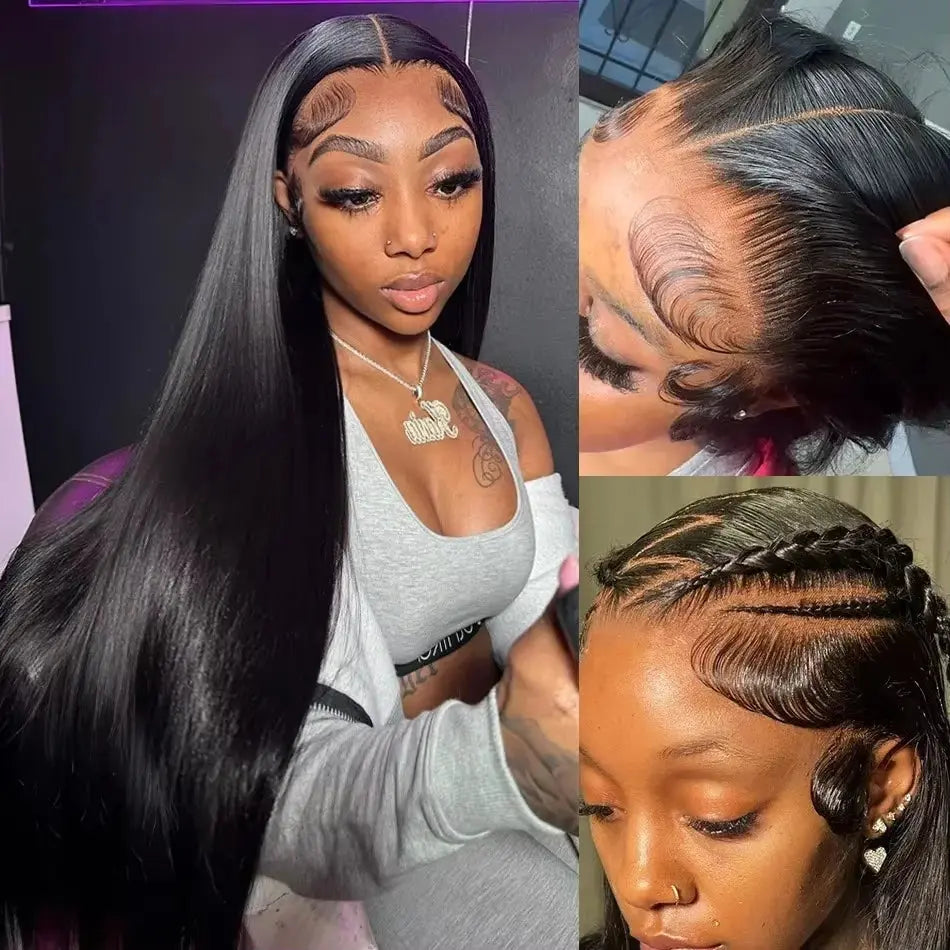 Human Hair Brazilian 4x4 Glueless Put on and go Wig 36 38 40 Inch 13x4 13x6 HD Transparent Bone Straight Lace Frontal Wigs NovaCart