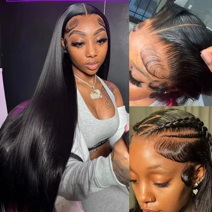 Human Hair Brazilian 4x4 Glueless Put on and go Wig 36 38 40 Inch 13x4 13x6 HD Transparent Bone Straight Lace Frontal Wigs NovaCart