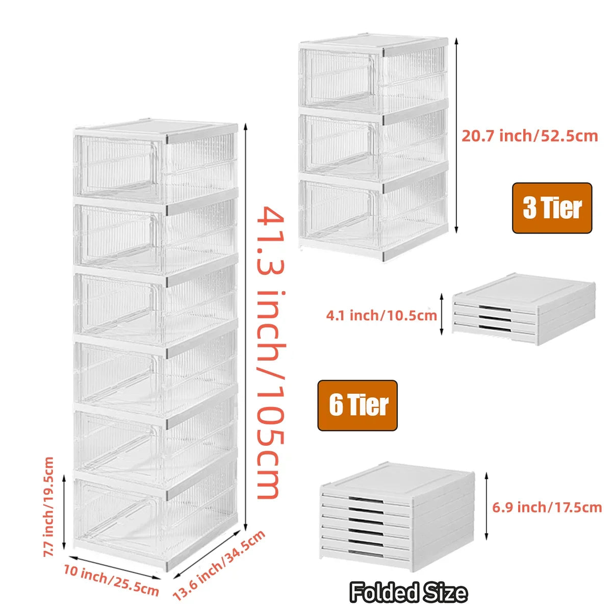 Transparent Shoes Box 6 Layers Shoe Display Case Thickened Foldable Sneaker Shoe Organizers Dustproof High-top Shoe Rack Shelf NovaCart