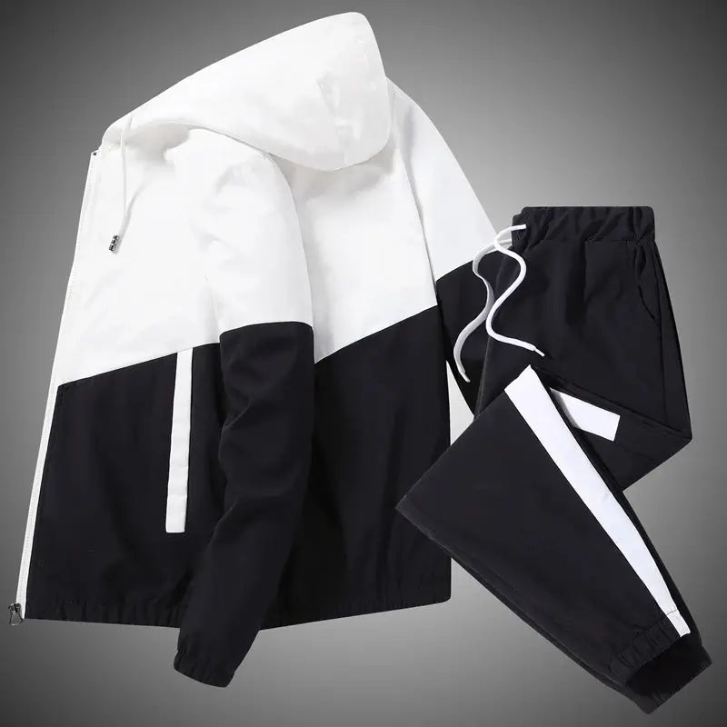 2026 Men Tracksuit Casual Joggers Hooded Sportswear Jackets And Pants 2 Piece Sets Hip Hop Running Sports Suit NovaCart