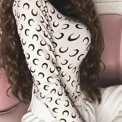 Woman Clothes Korean Moon Print Long Sleeve T-Shirt Fashion Casual Layered Sun Protection Top Ice Silk Basic Tee Spring Autumn NovaCart
