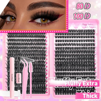 DIY Lash Extension Kit Clusters Individual Eyelashes Kit 9-16mm with Bond and Seal Wispy Natural Mange Lashes NovaCart