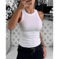 Women Solid Round Neck Ribbed Tank Top Camisole Women Summer Basic Elastic Tank Top