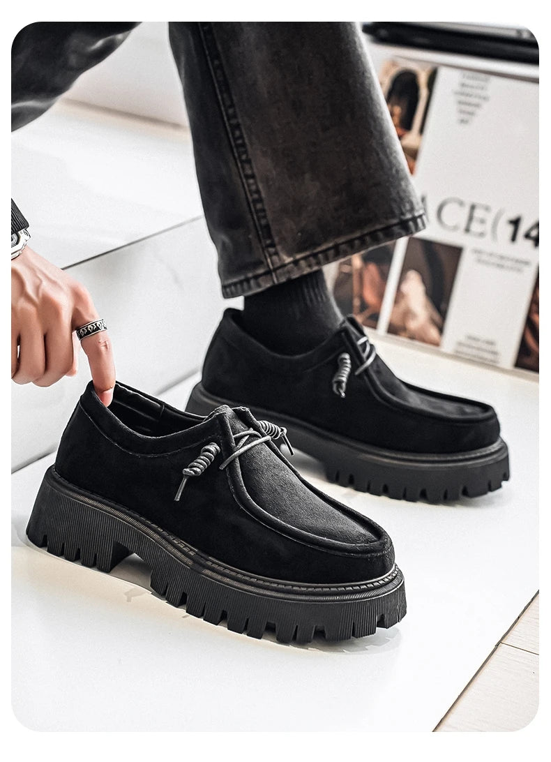 Men's Shoes 2025 Autumn New Style High-heel Thick-soled Loafers, Durable and Retro Casual Shoes, Everyday Street Trend Sneakers NovaCart