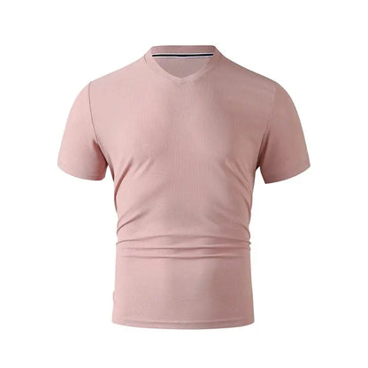 2025 New Men's Casual Fashion Simple V-neck Short Sleeved T-shirt Summer Comfortable Breathable Versatile Top NovaCart