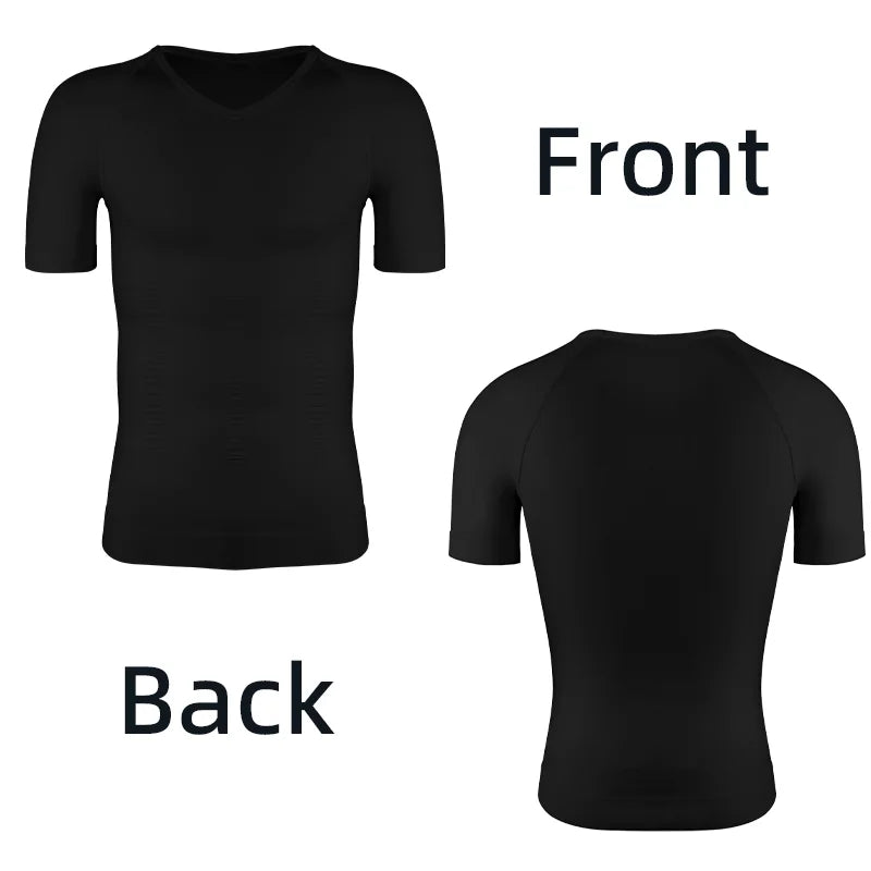 Men's Body Shaper Slimming Shirt Tummy Control Vest Compression Base Layer Slim Muscle Short Sleeve Shapewear NovaCart