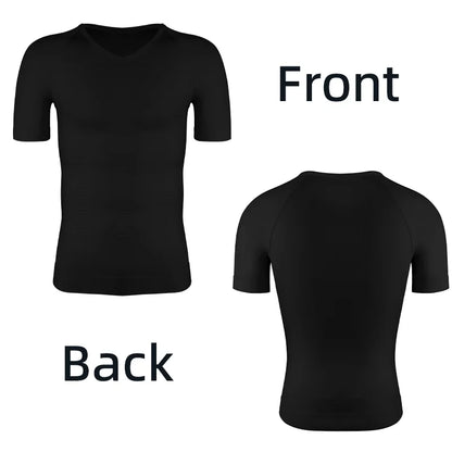 Men's Body Shaper Slimming Shirt Tummy Control Vest Compression Base Layer Slim Muscle Short Sleeve Shapewear NovaCart