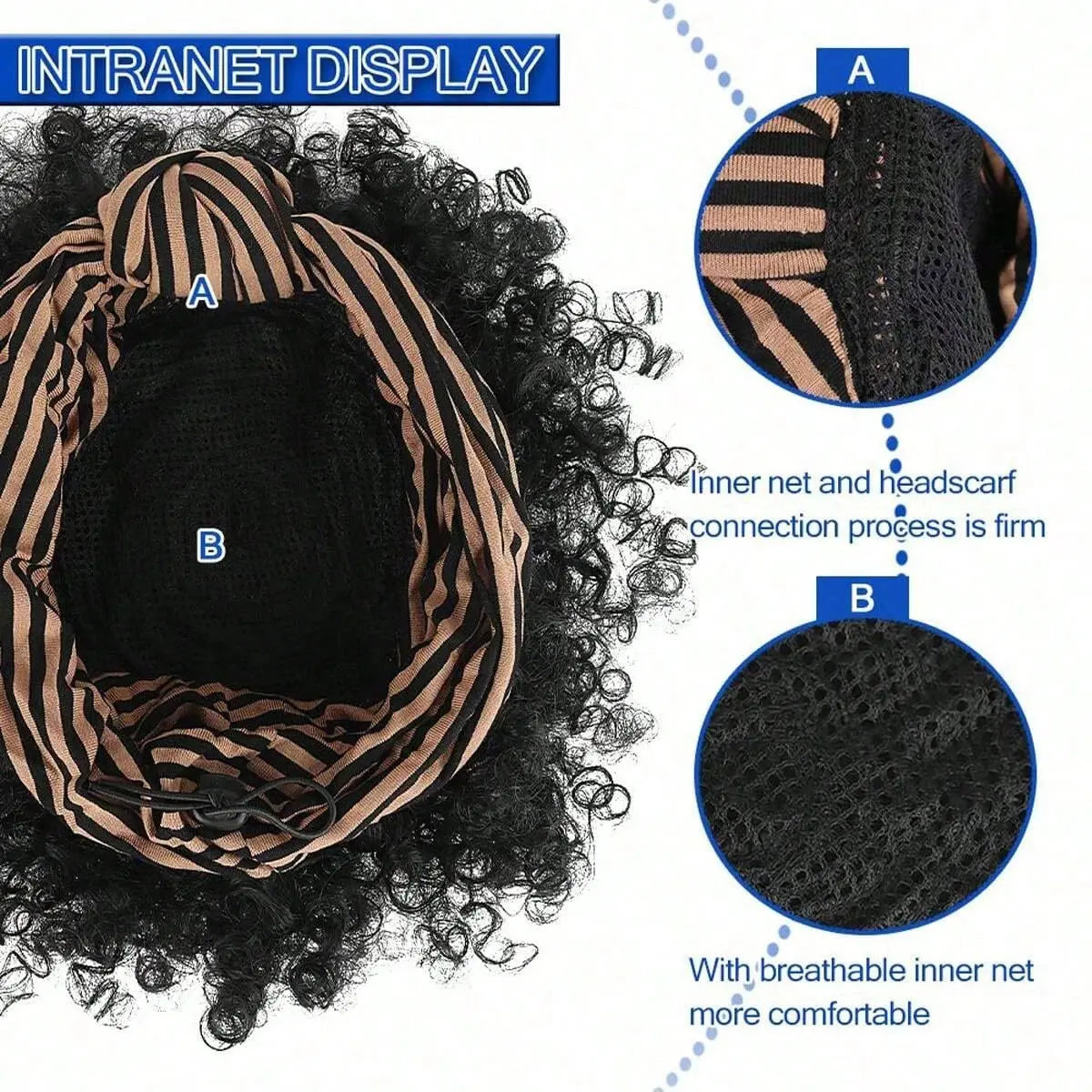 Black Headband Wigs For Women Afro Kinky Curly Wig With Synthetic Short Hair Wigs With Headband Attached Headwrap Wigs NovaCart