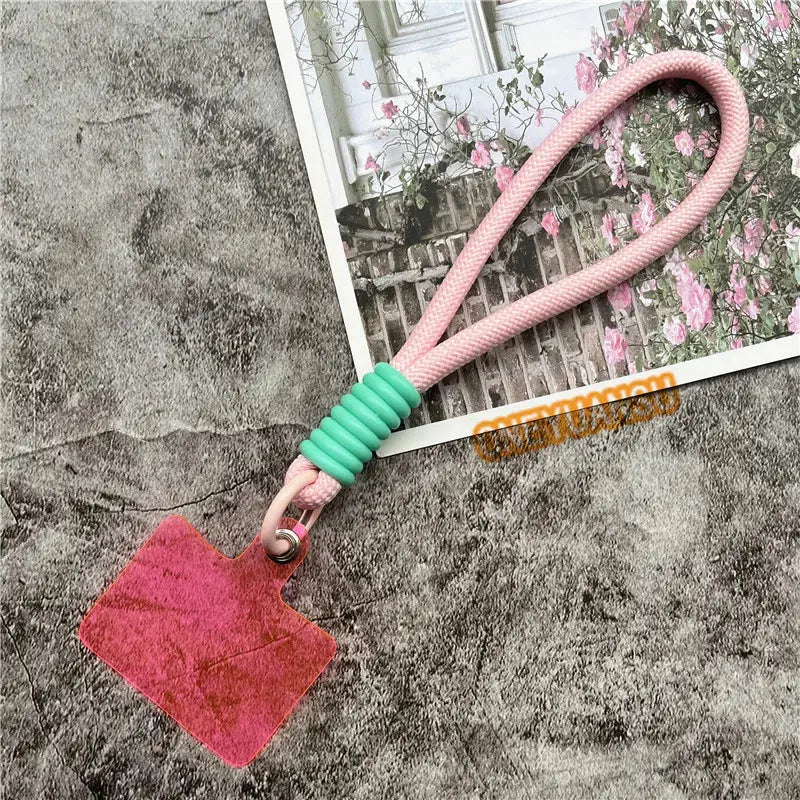 Wrist Strap for Phone Contrasting Colors Lanyard Keys Metal Keyring Accessories With Patch Cellphone Charm Luxury Hand Strap NovaCart