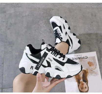 CINESSD 2023 Trendy Mesh Platform Sneakers Leather Shoes Breathable Casual Sports Shoes Women Flats NovaCart
