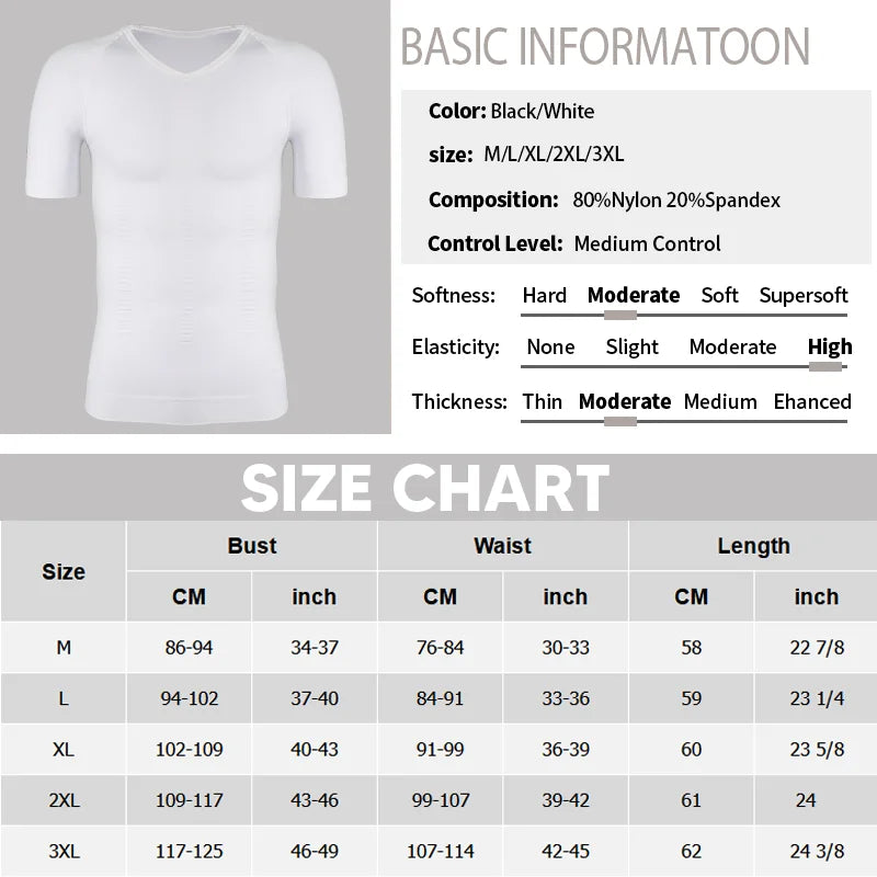 Men's Body Shaper Slimming Shirt Tummy Control Vest Compression Base Layer Slim Muscle Short Sleeve Shapewear NovaCart