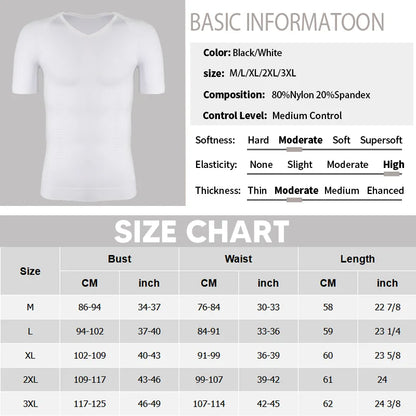 Men's Body Shaper Slimming Shirt Tummy Control Vest Compression Base Layer Slim Muscle Short Sleeve Shapewear NovaCart