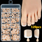 120pcs/Box French Tip Press-On Toenails Pink Color System Square Shape Foot Nails Short Length Glossy Finish False Toe Nails Set NovaCart