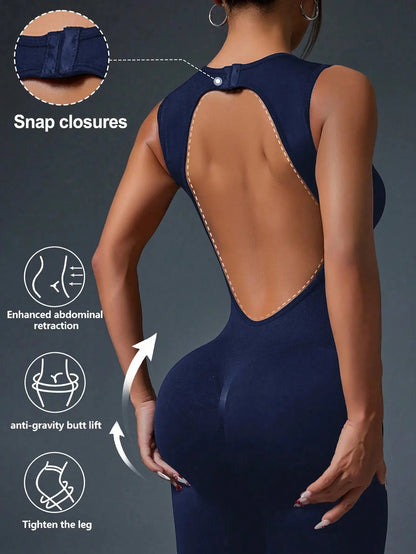 🧘‍♀️ Seamless Sleeveless Yoga Jumpsuit with Zipper Closure FitiqueFit