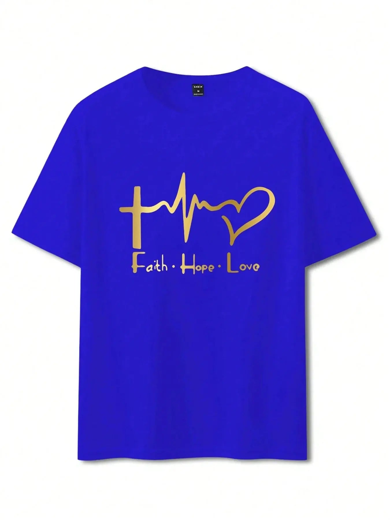 Men's Summer 100% Cotton Fashionable Casual Loose Large Size FAITH HOPE LOVE Printed Sports Round Neck Short Sleeve T-shirt Top NovaCart