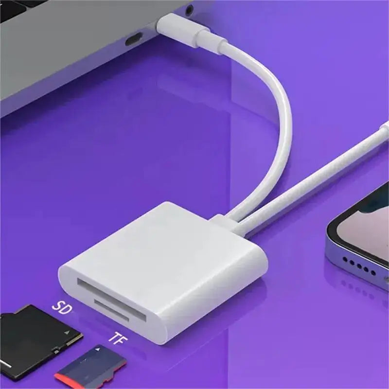 2 In 1 OTG Card Reader Type C Lightning to SD TF Memory Card Adapter For PC Laptop iPhone Multi Smart Cardreader No APP Requires Pi-Mart