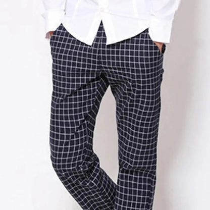 Checked pants for man Black Casual Pants Men Trousers Streetwear Mens linen Pants Slim Fit Male Plaid Pant men\'s Check Pants NovaCart