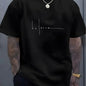 Men's summer 100% pure cotton fashionable casual sports loose trend balance letter print round neck short sleeved T-shirt top NovaCart