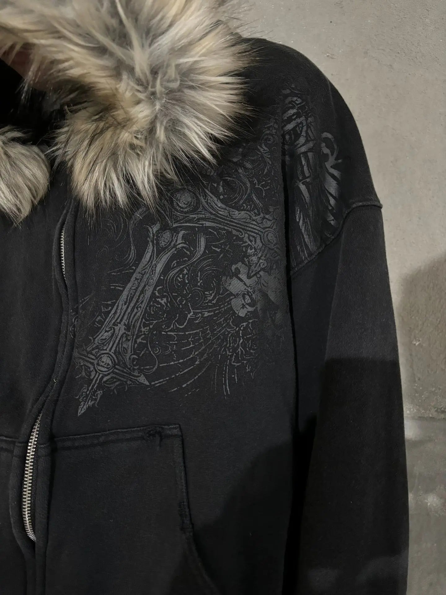 Autumn/Winter Y2k Women Aesthetic Harajuku Faux Fur Collar Hoodies Clothes Graphic Hip Hop Punk Gothic Zip Up Hoodies 2025 new NovaCart