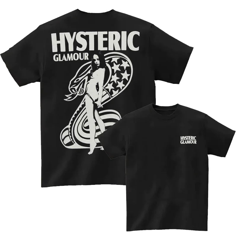 2025 Summer New High Quality HYSTERIC Printed Graphic T-shirts Men and Women Short Sleeved High Quality T-shirts Street Wear NovaCart