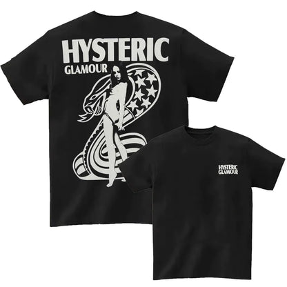 2025 Summer New High Quality HYSTERIC Printed Graphic T-shirts Men and Women Short Sleeved High Quality T-shirts Street Wear NovaCart
