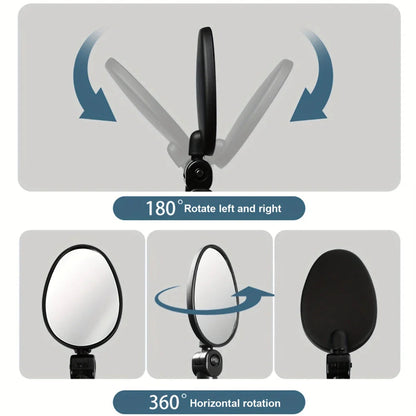 1/2PCS Bicycle Rearview Mirror 360 Degree Adjustable Rotatable Universal Cycling Handlebar Rear View Mirrors for MTB Road Bike Pi-Mart