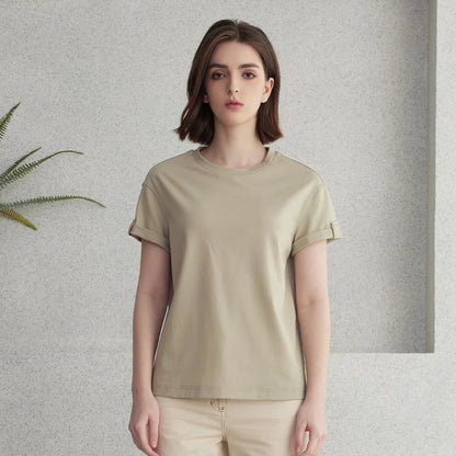 K2123L Summer Short Sleeved Clothes Premium Luxury Women's Clothing Combed Cotton Tshirts pima cotton Tee Shirt NovaCart