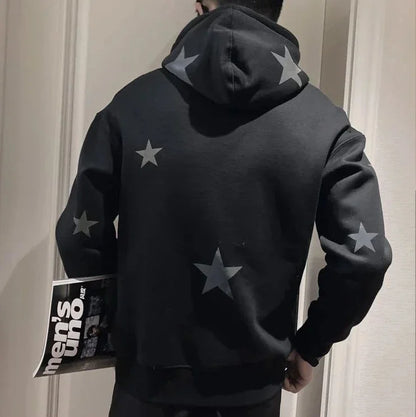 Hoodies Graphic Sweatshirt for Men Black Hip Hop Male Clothes Loose Luxury Aesthetic Emo 90s Vintage Simple Winter S Warm Hooded NovaCart
