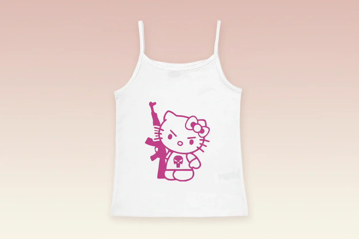 Y2K Hello Kitty Crop Top – Emo Girls Vintage Punk Tank FitiqueFit