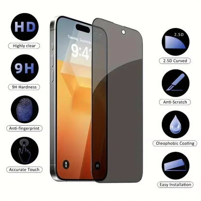 1-5PCS Anti Peep Privacy Tempered Glass For iPhone 12 13 14 15 Pro Max 16 17 Anti Spy Screen Protector NovaCart