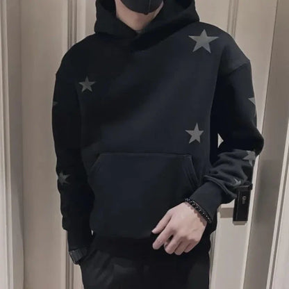 Hoodies Graphic Sweatshirt for Men Black Hip Hop Male Clothes Loose Luxury Aesthetic Emo 90s Vintage Simple Winter S Warm Hooded NovaCart
