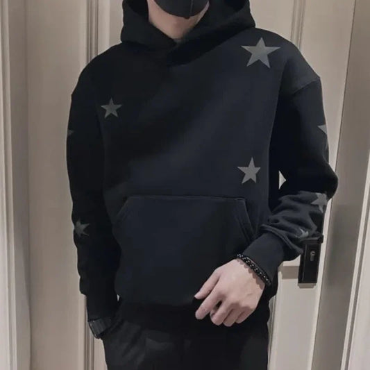Hoodies Graphic Sweatshirt for Men Black Hip Hop Male Clothes Loose Luxury Aesthetic Emo 90s Vintage Simple Winter S Warm Hooded NovaCart