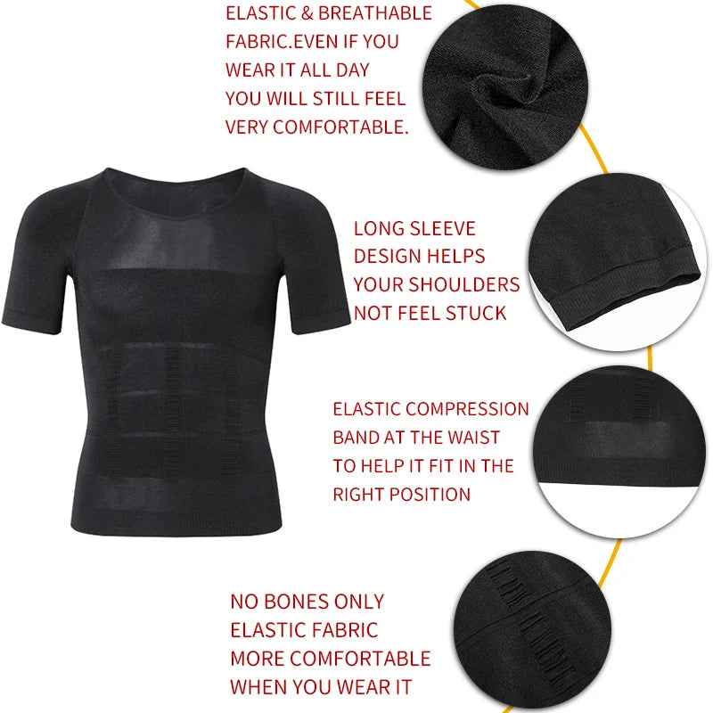 Men Slimming Body Shaper Compression Shirt Gynecomastia Slim Shapewear Belly Shapers Tummy Reducing Tops Waist Trainer Shapewear NovaCart