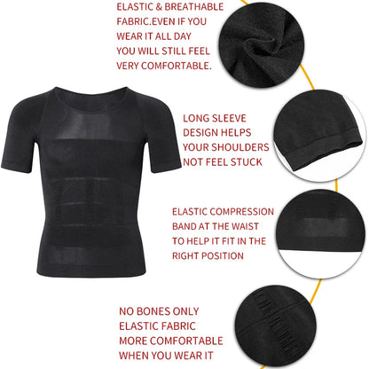 Men Slimming Body Shaper Compression Shirt Gynecomastia Slim Shapewear Belly Shapers Tummy Reducing Tops Waist Trainer Shapewear NovaCart