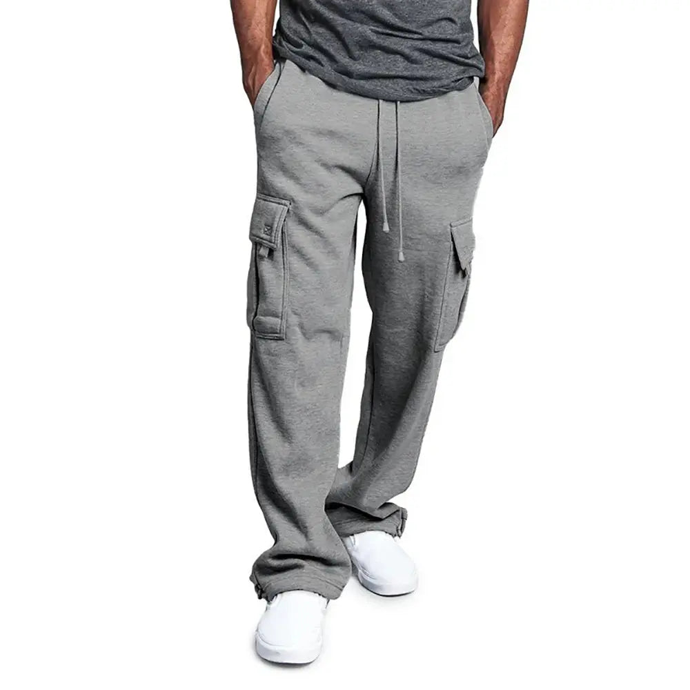 Mens Sweatpants Straight Fit Joggers for Sports and Streetwear Loose Oversized Drawstring Long Pants Men Multi-pocket Pants NovaCart